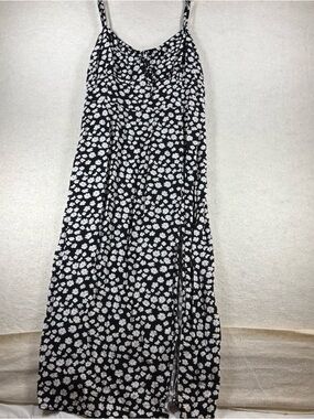Aeropostale Daisy Floral Print Spaghetti Strap Maxi Dress With Slit Size XL Y2K